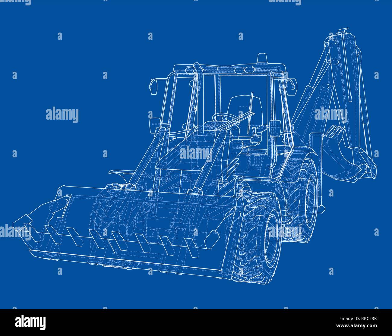 Sketch of Loading Shovel with Back Actor Stock Vector