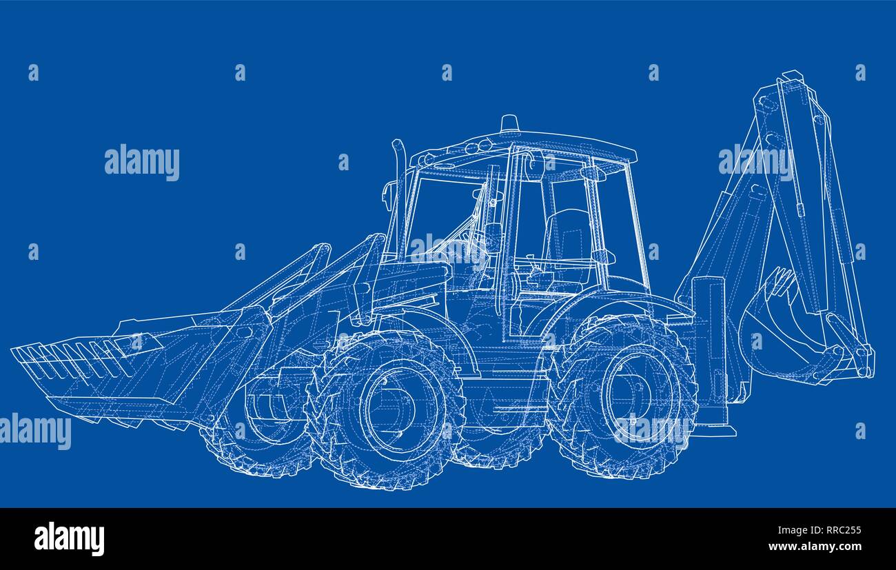 Sketch of Loading Shovel with Back Actor Stock Vector