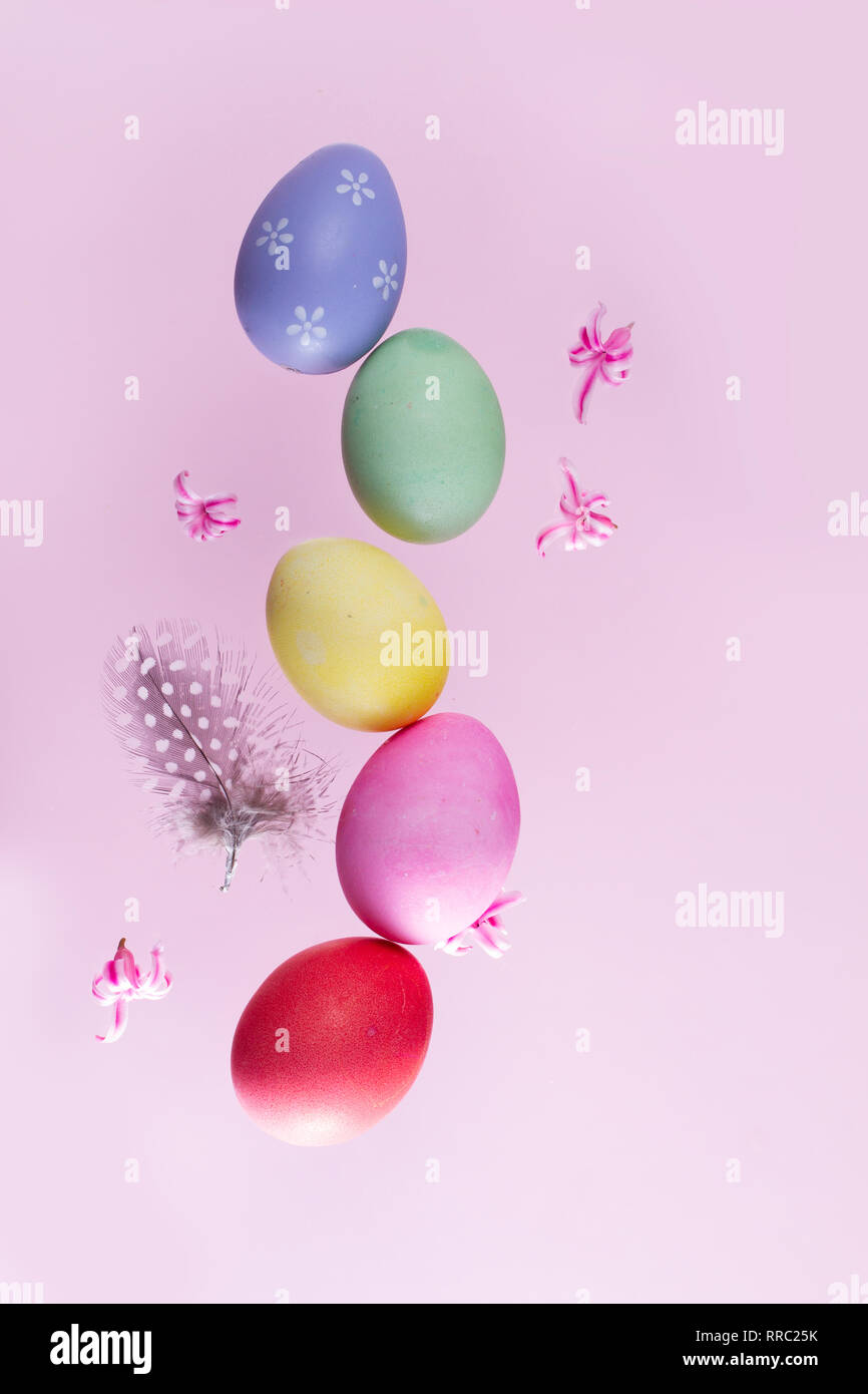 Easter scene with colored eggs Stock Photo