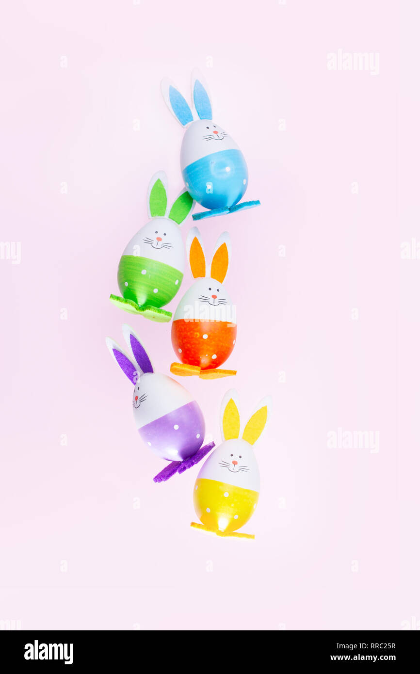 Easter scene with colored eggs Stock Photo