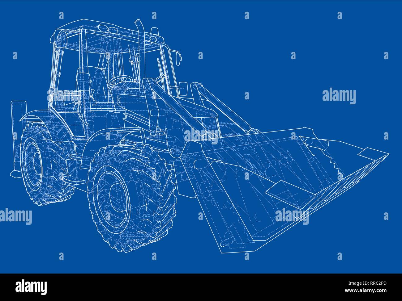 Sketch of Loading Shovel with Back Actor Stock Vector