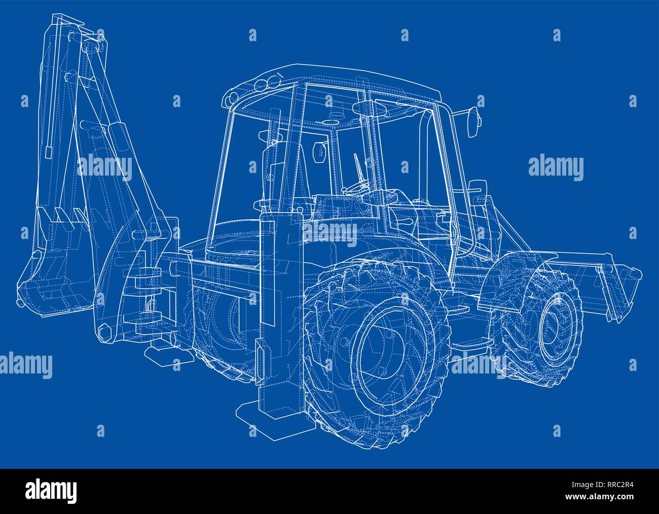 Sketch of Loading Shovel with Back Actor Stock Vector