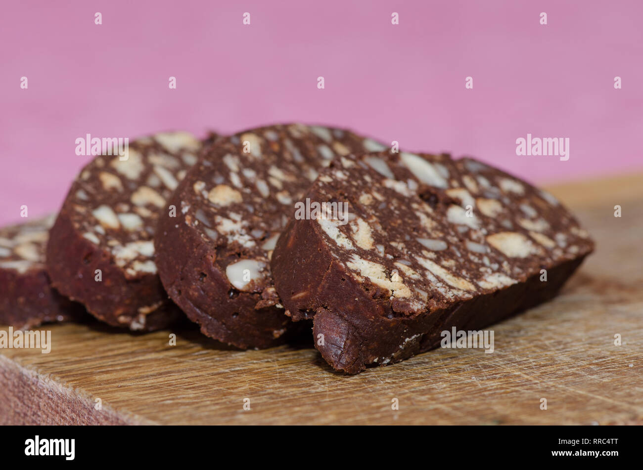 Chocolate Salami English Salami Or Mosaik Cake Is An Italian