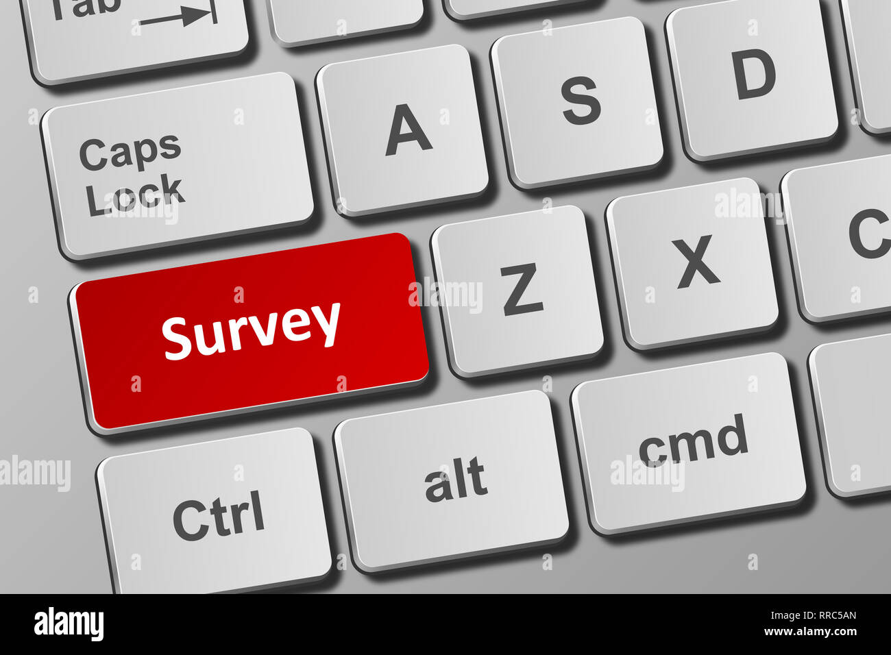 Close-up view on conceptual keyboard with survey button Stock Photo - Alamy