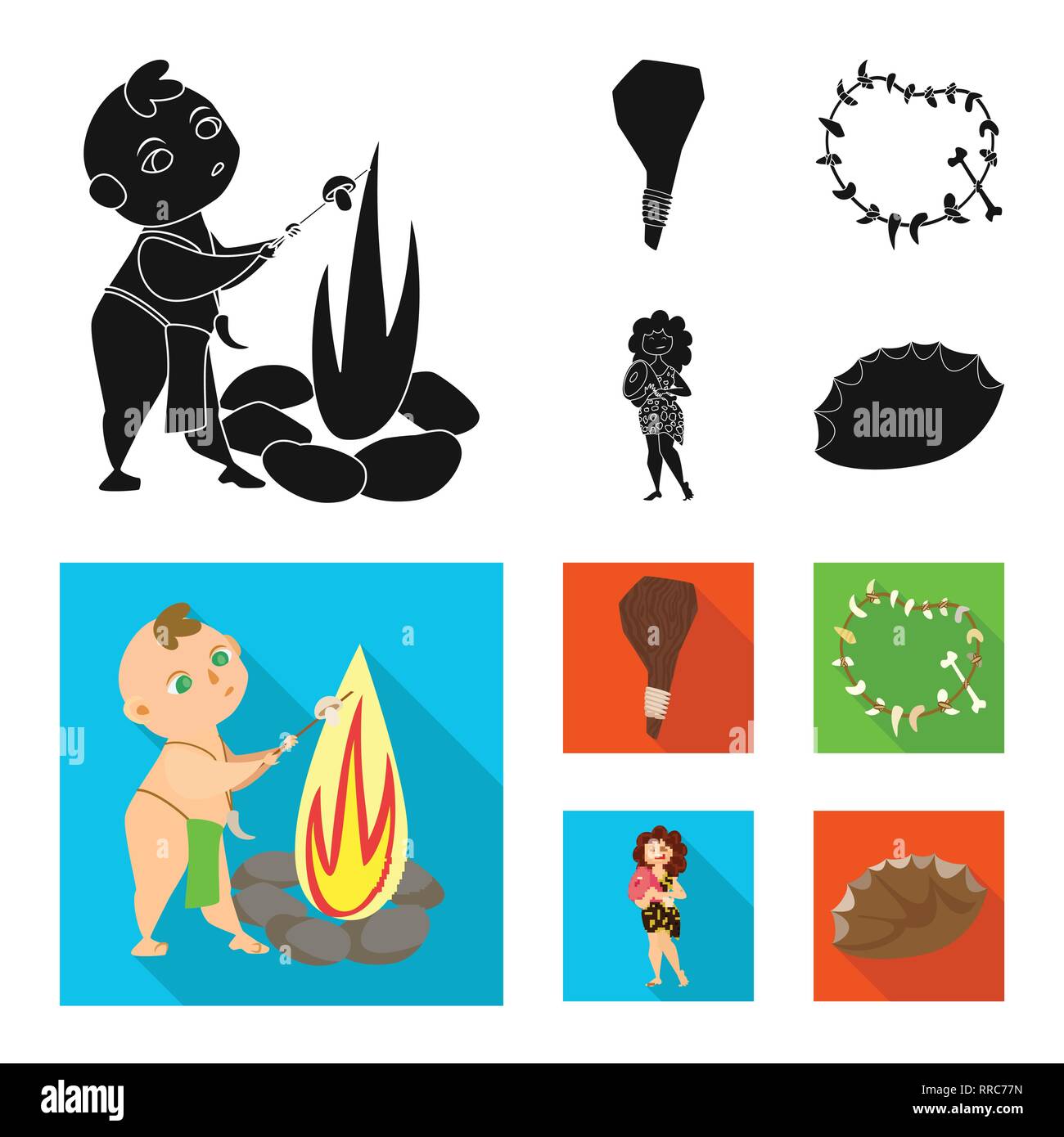 Kid Cudgel Necklace Woman Flint Prehistoric Weapon Bone Primeval Sharp Bonfire Stone Meat Craft Stones Tools Decoration Ham Technology Teeth Food Hammer Sweet Early Game Homosapiens Barefoot Hunting Thread Neanderthal Evolution Prehistory Sapiens