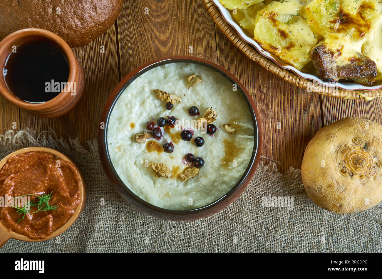 Guriev Porridge Guriev Kasha Dessert Dish Prepared From Semolina And Milk With The Addition Of Nuts Russian 19th Century Classic Cuisine Assort Stock Photo Alamy