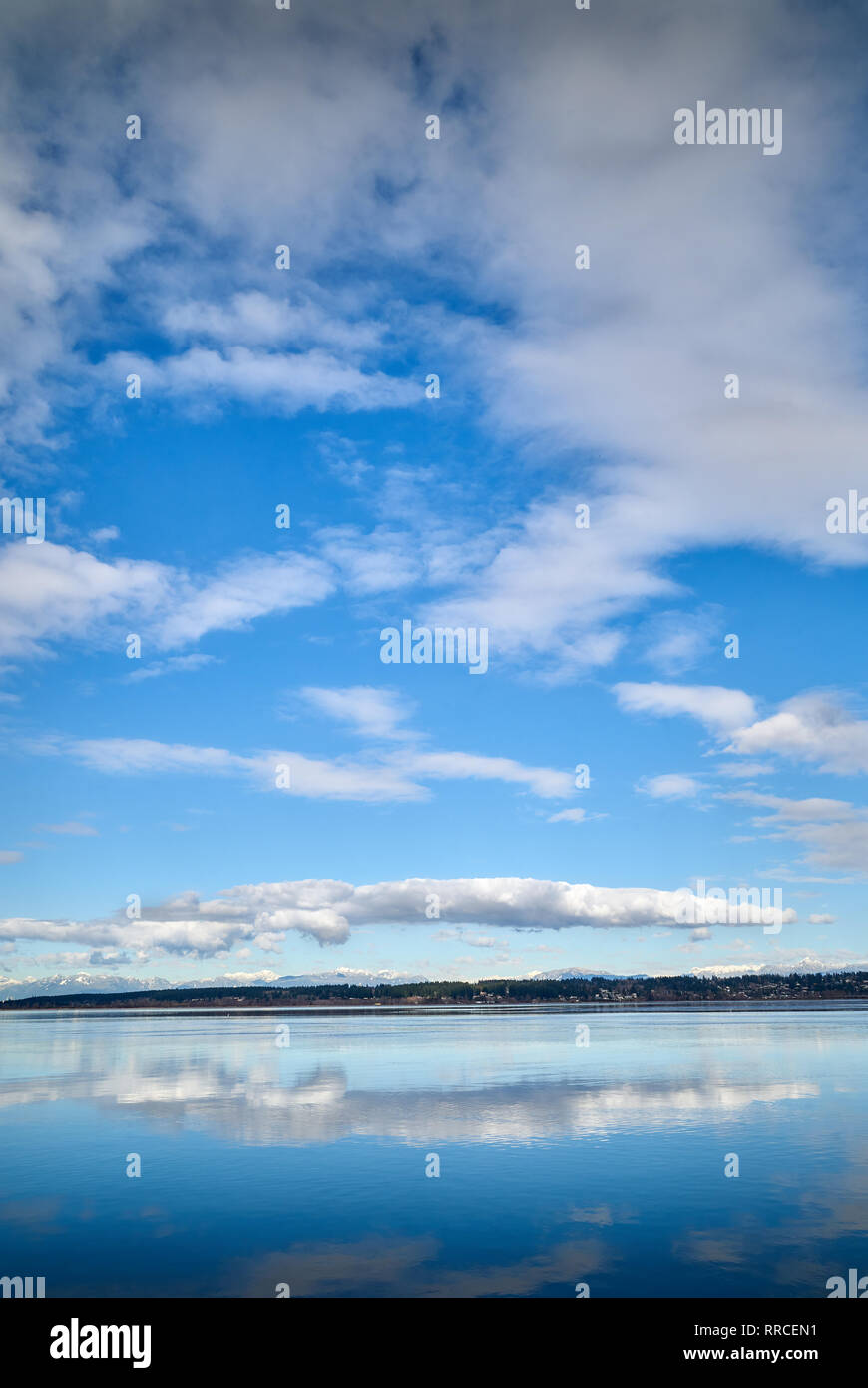 Blackie Spit, Boundary Bay. A beautiful sky from Blackie Spit by in Crescent Beach, Surrey, BC. Stock Photo
