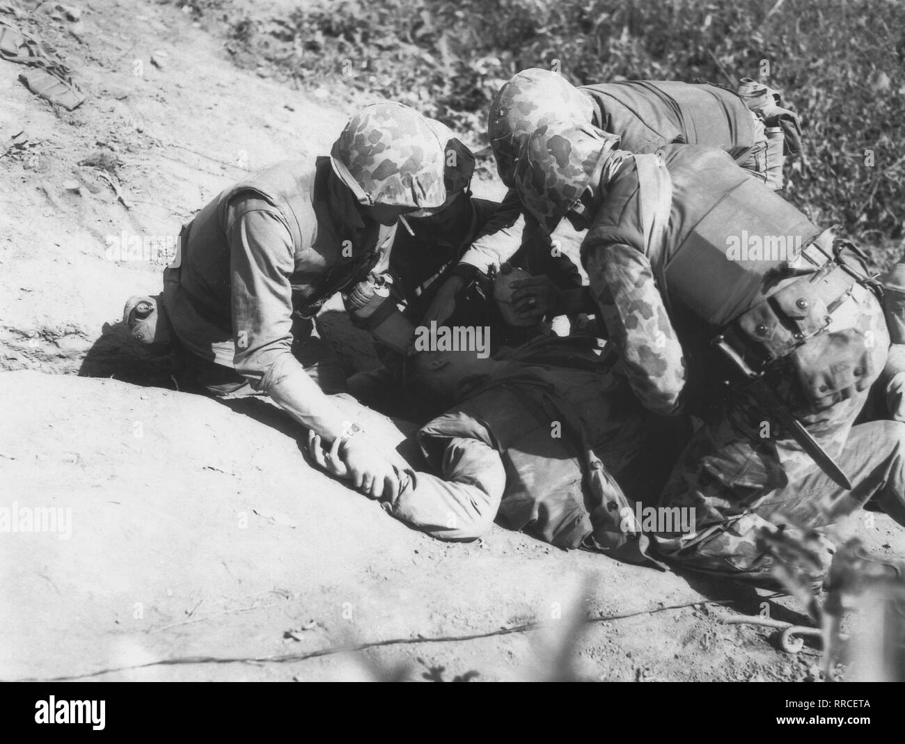 USMC wounded Korea Stock Photo