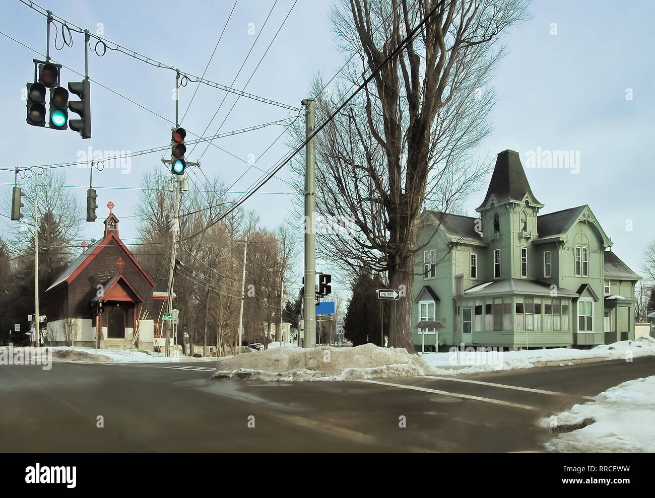 Intersection in the small town of Phoenix, New York Stock Photo Alamy