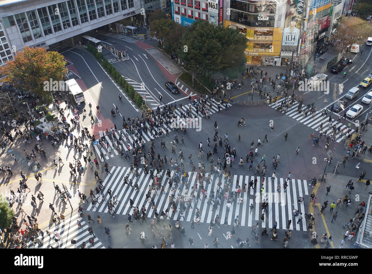 洋楽 12\" ON A CROWDED STREET Tokyo, Japan circa-2018. Crowds of people walking across