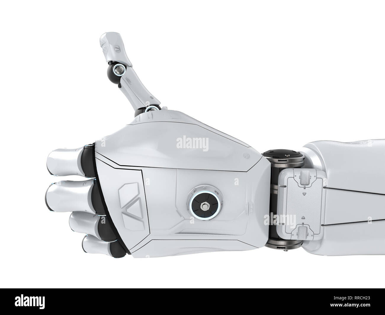 3d rendering robot thumb up on white background Stock Photo - Alamy