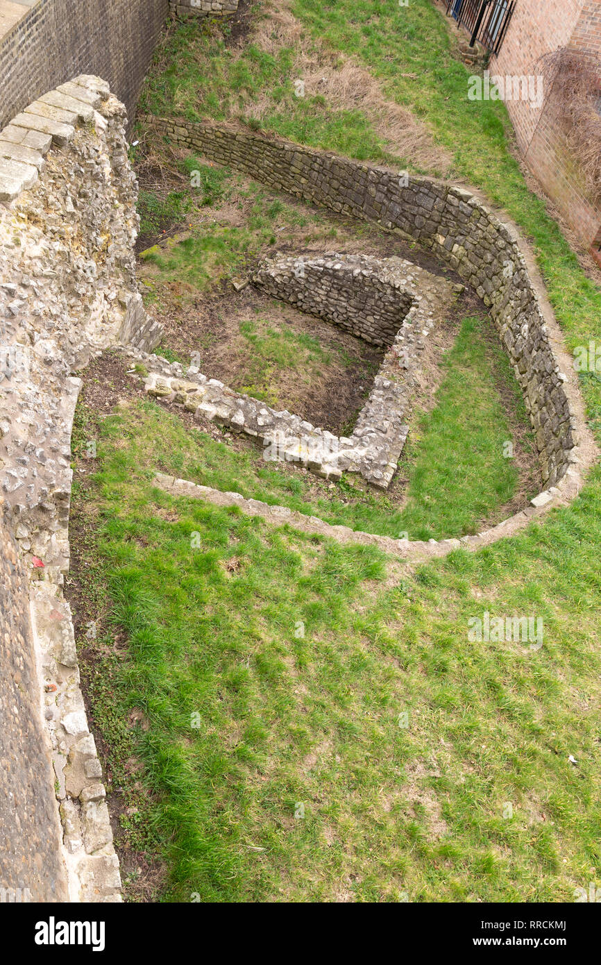 Excavated Roman remains in York, England. The walls are part of the