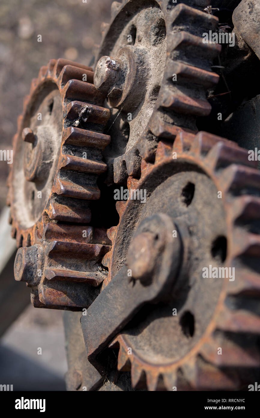 Old rusty industrial cogwheels hi-res stock photography and images - Alamy