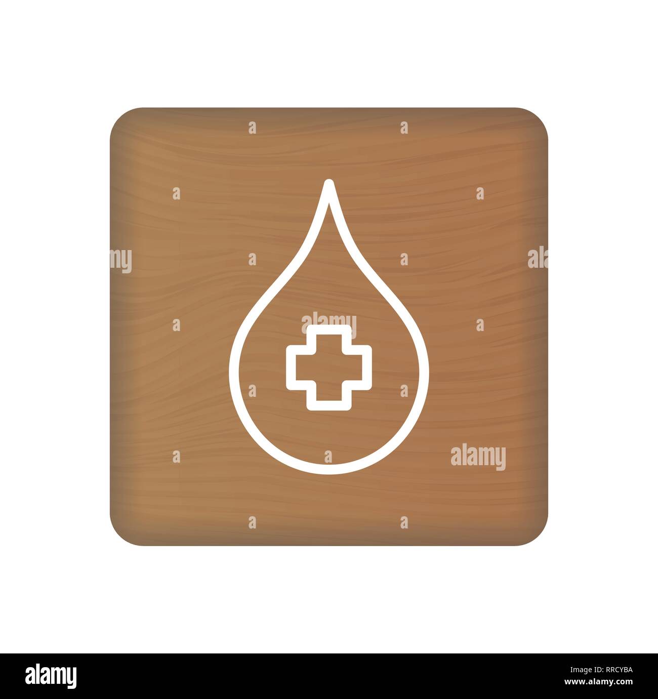 Blood Donation Icon On Wooden Blocks Isolated On A White Background. Vector Illustration. Stock Vector