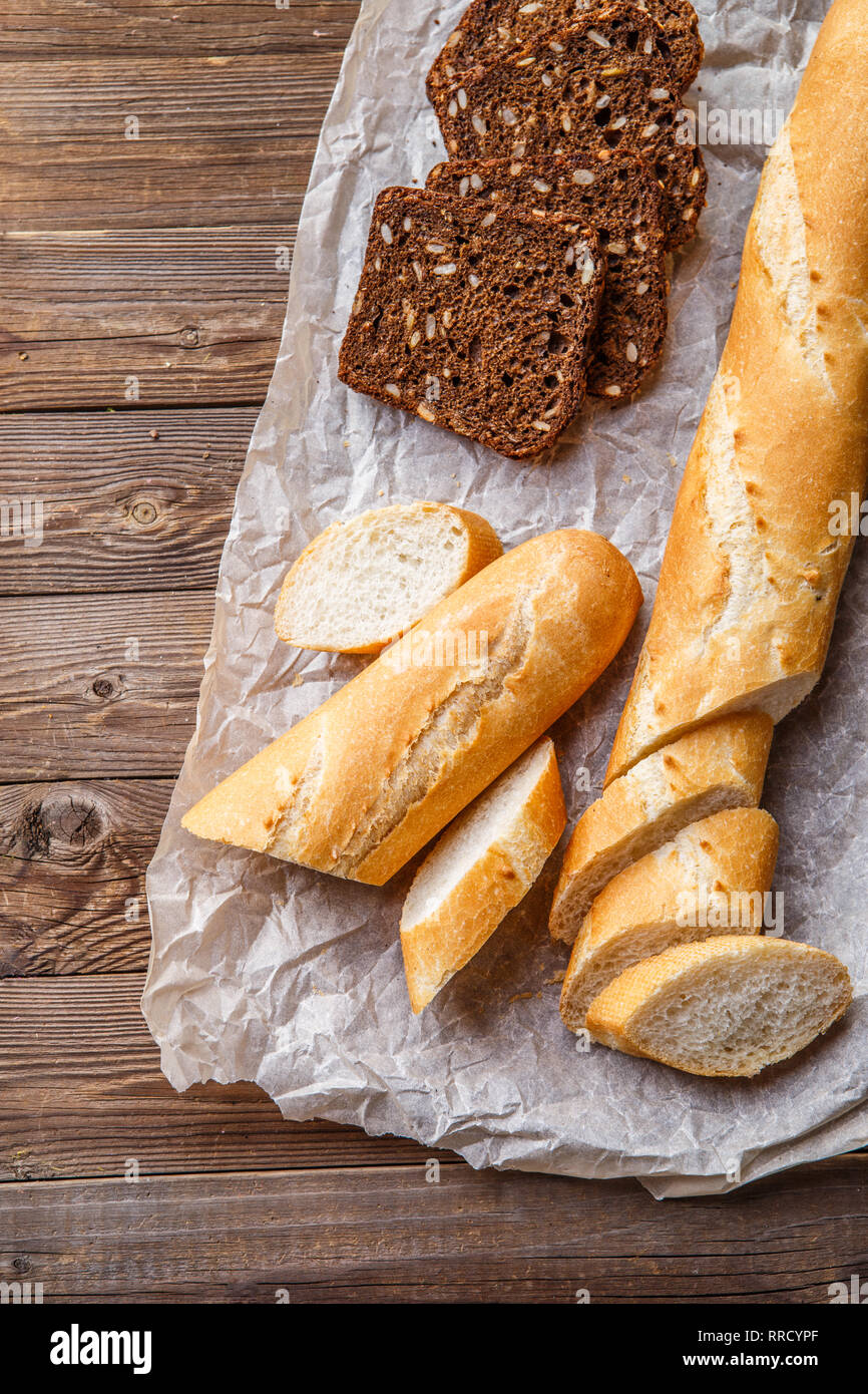 Sliced loaf with black bread Stock Photo