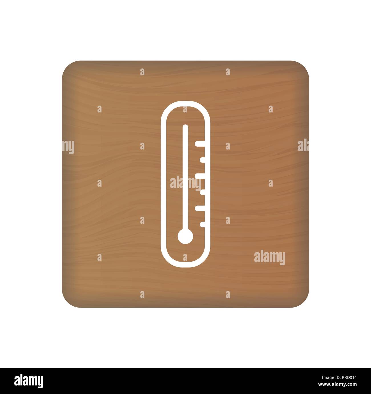 Thermometer Icon On Wooden Blocks Isolated On A White Background. Vector Illustration. Stock Vector