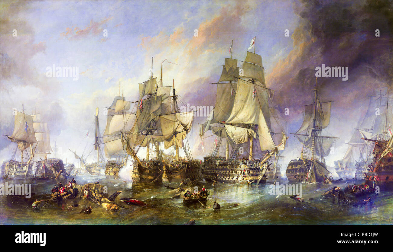 The Battle of Trafalgar, Clarkson Frederick Stanfield, 1836, painting Stock Photo