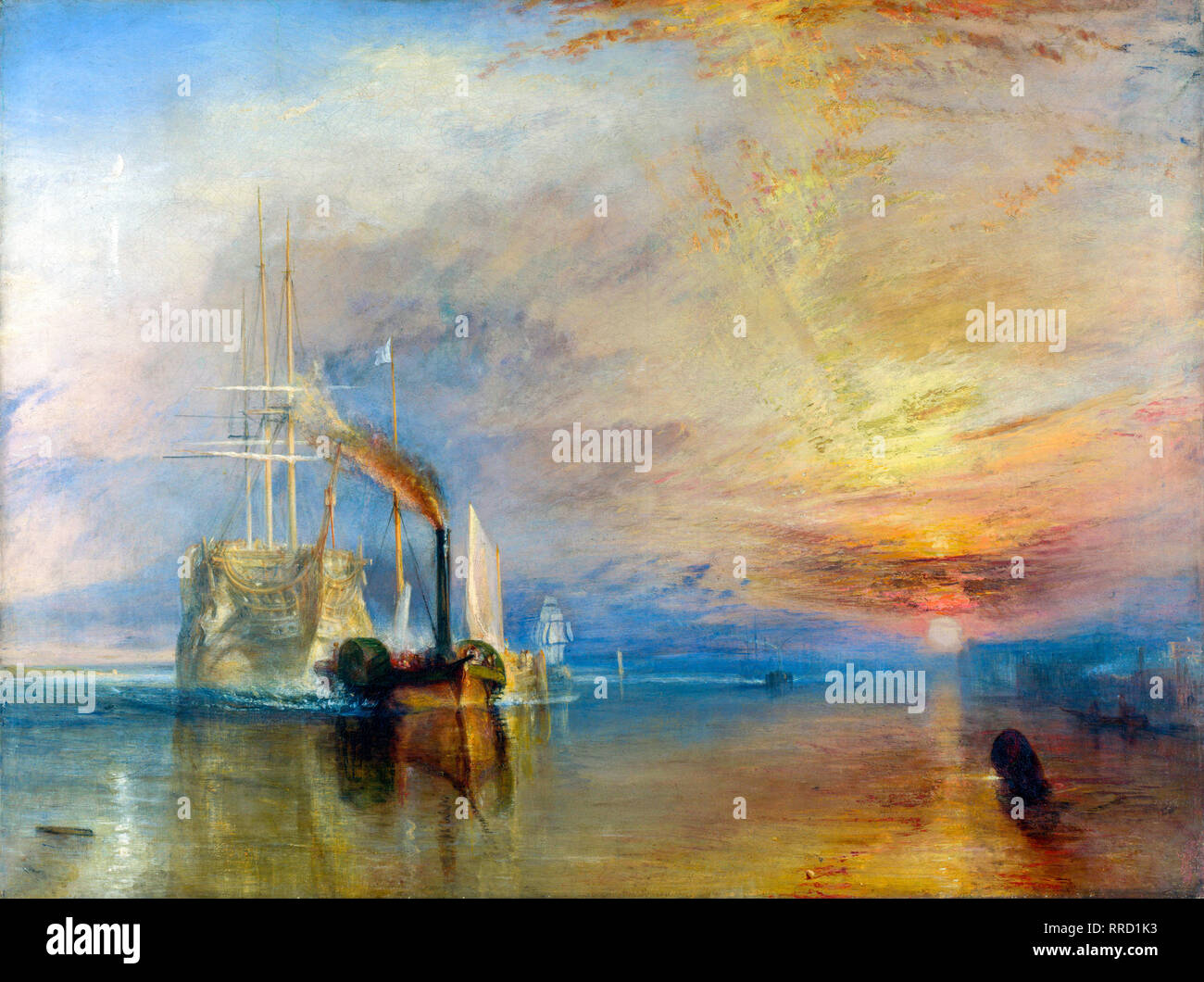 JMW Turner painting, The Fighting Temeraire, tugged to her last Berth to be broken up, oil on canvas, 1839 Stock Photo