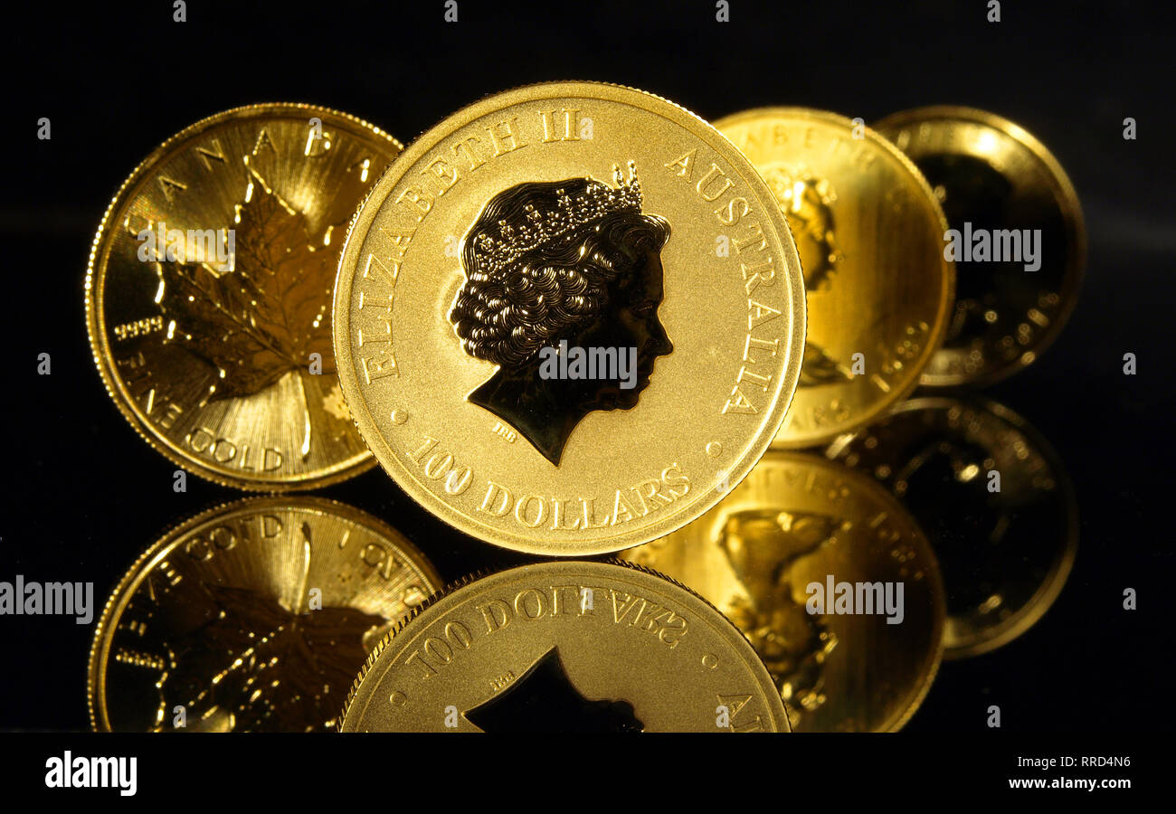 Gold Coins - White Background Stock Photo - Alamy