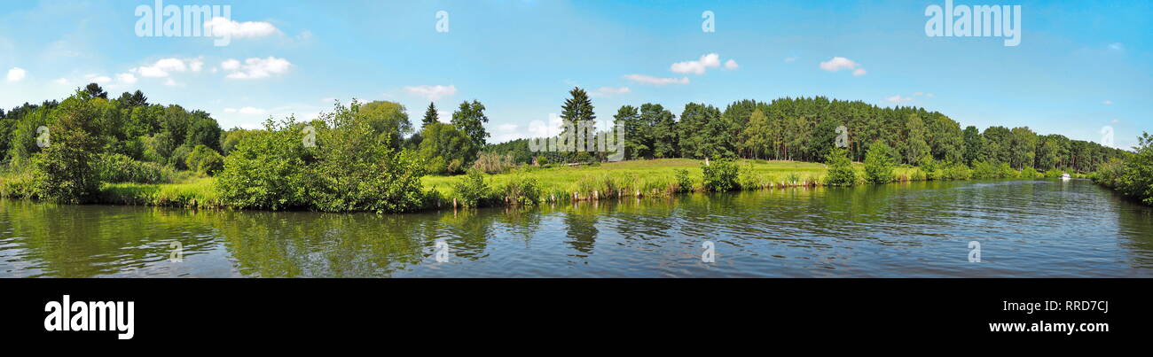 Mecklenburg Lake Plateau Panorama - Boat View Stock Photo