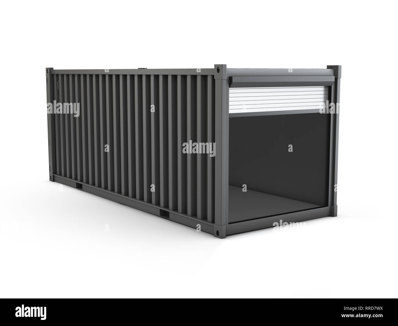 Converted old shipping container, 3d Illustration isolated gray Stock ...
