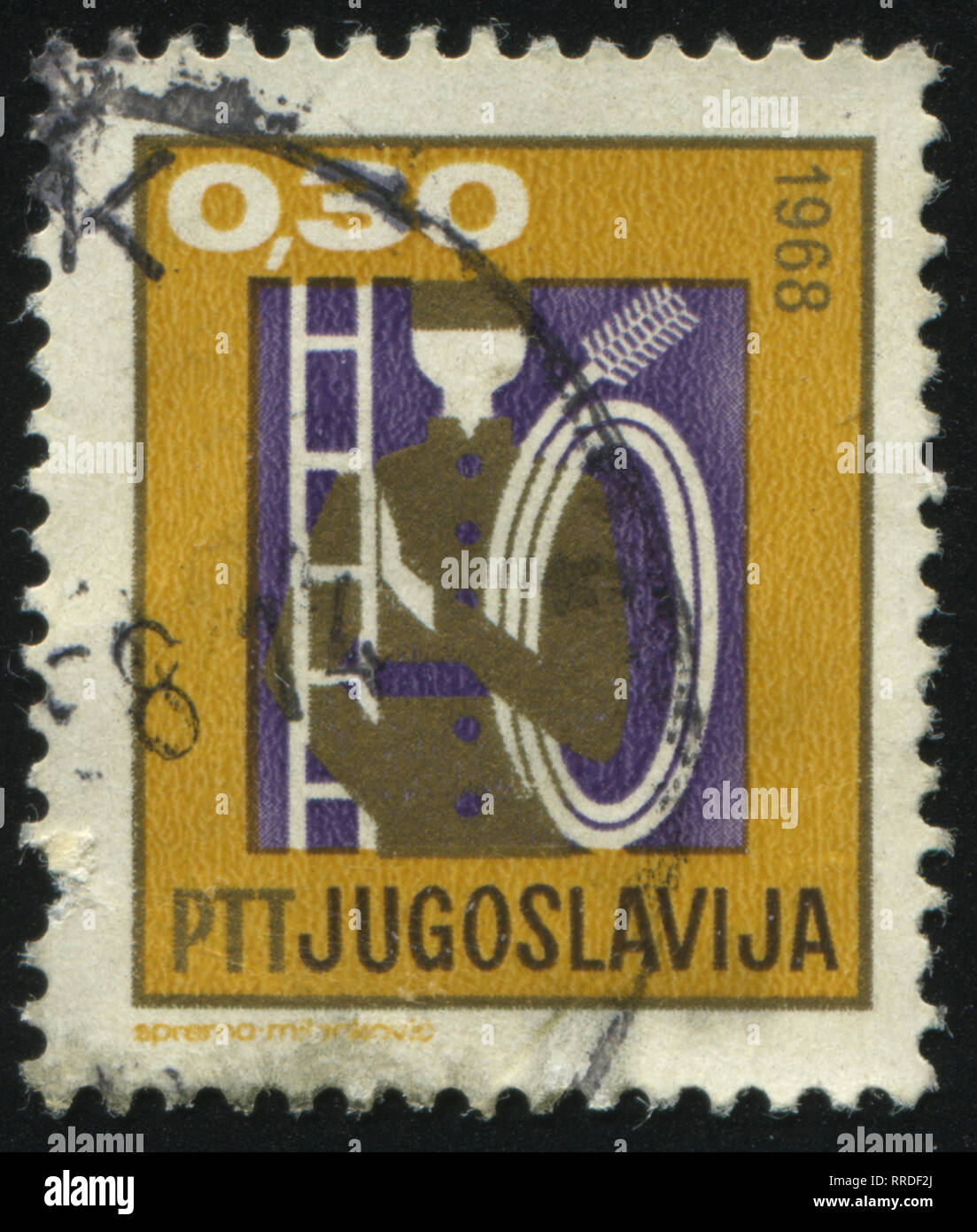RUSSIA KALININGRAD, 12 NOVEMBER 2016: stamp printed by Russia, shows a chimney sweep, circa 1968 Stock Photo