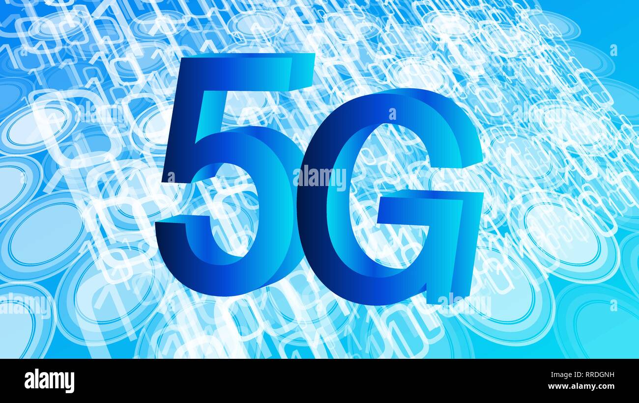 Next generation of mobile internet 5g, binary code abstraction background Stock Vector