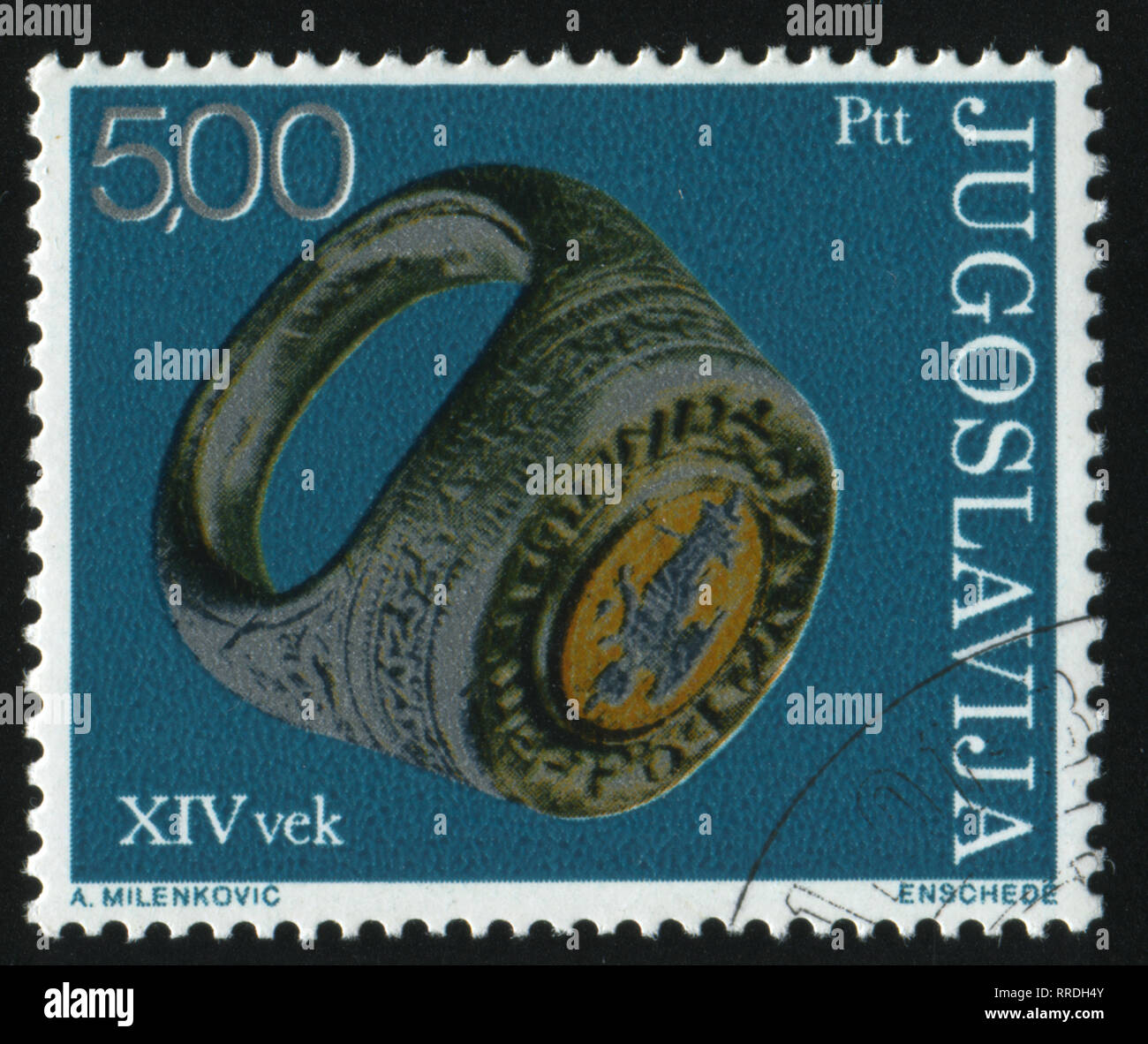RUSSIA KALININGRAD, 12 NOVEMBER 2016: stamp printed by Yugoslavia, shows  silver ring with Nike cameo, circa 1975 Stock Photo - Alamy