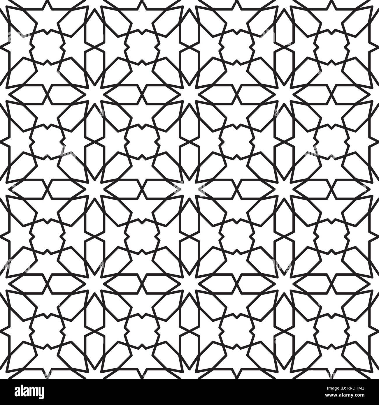 Seamless Islamic Pattern Black And White Vector Illustration Abstract 
