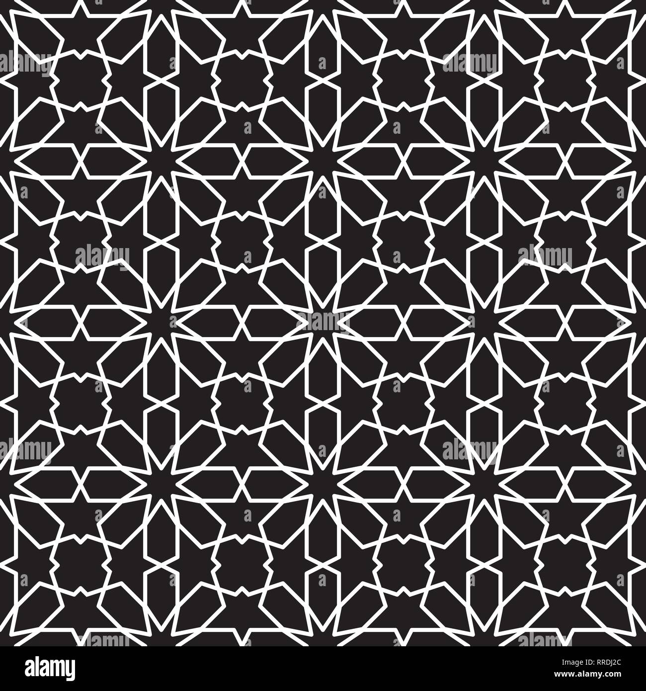 Seamless Islamic Pattern Black and White Vector Illustration, Abstract Islamic texture graphic design background Stock Vector