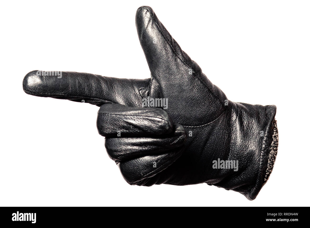 leather gloved hand