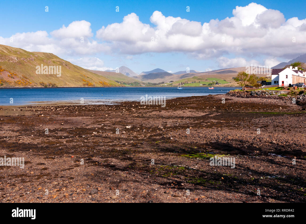 Loch Harport and mountains of Isle of Skye, Carbost, Scotland Stock Photo