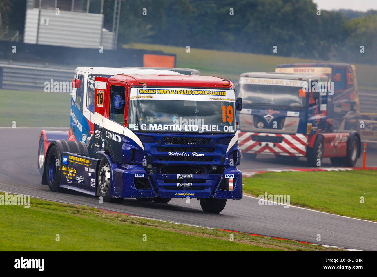 Trevor Martin in the Scania P Series, Division 2, Championship truck race at Snetterton 2018, Norfolk, UK. Stock Photo