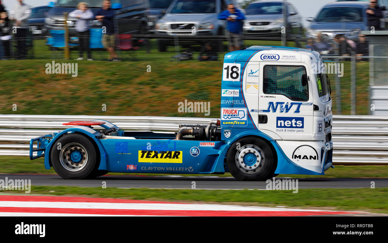 John Newell in the MAN TGS, Division 1, Snetterton 2018 Truck racing event, Norfolk, UK. Stock Photo