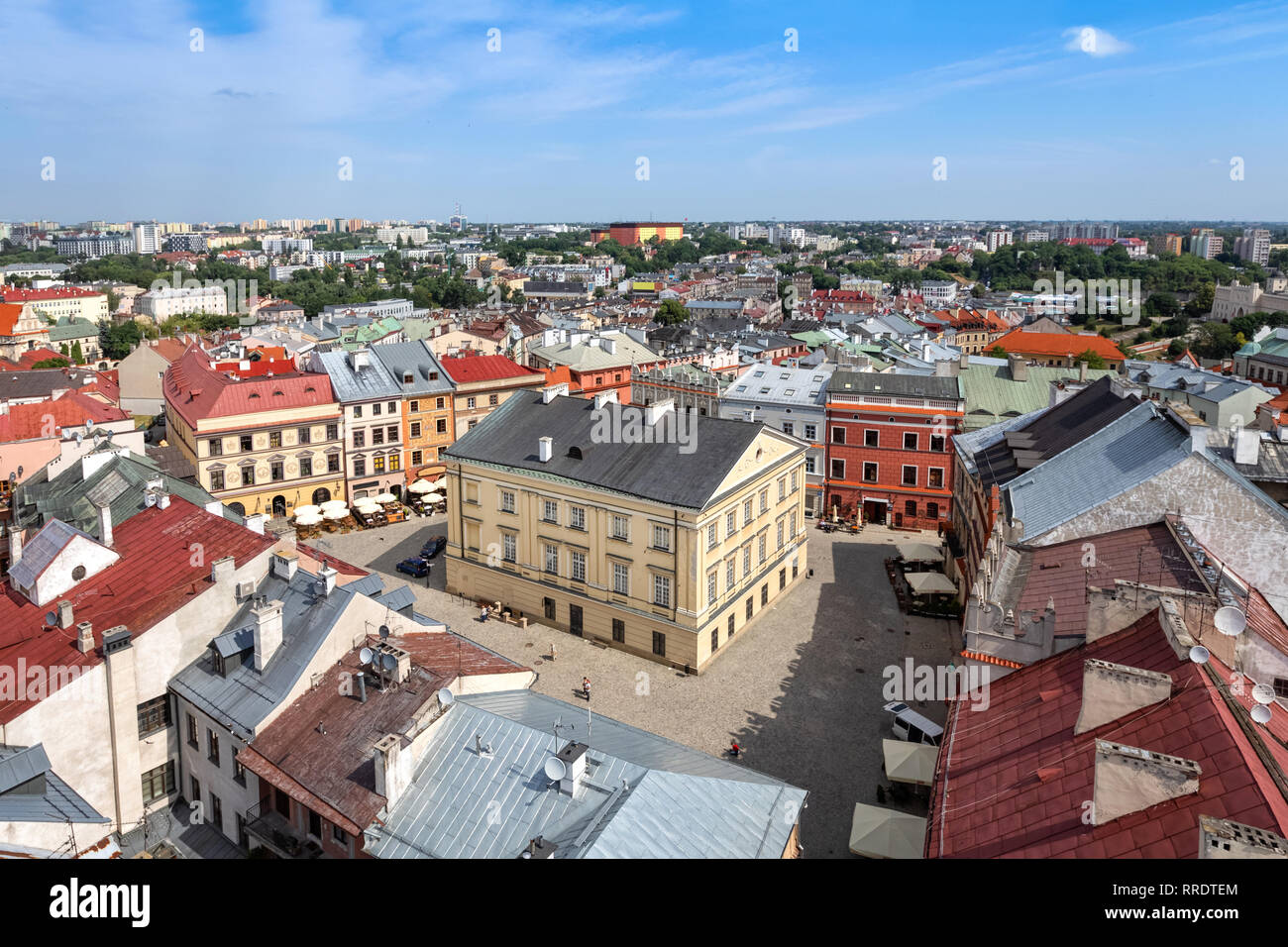 Lublin, Poland. Aerial view of The Old Town Market Square Stock Photo