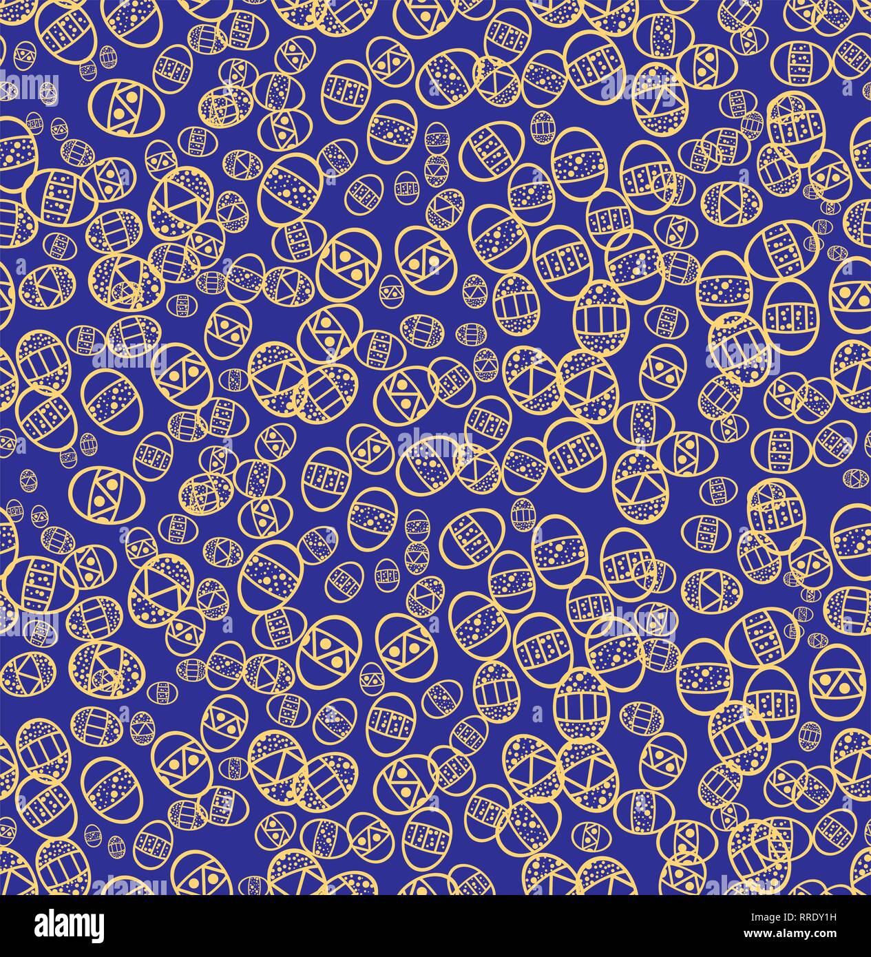 Blue Seamless background with Easter eggs for decoration on celebration ...