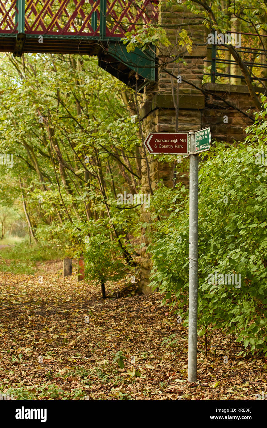 Trans Pennine way at Worsbrough Mill in autumn sunshine, South Yorkshire, England, United Kingdom, Europe Stock Photo