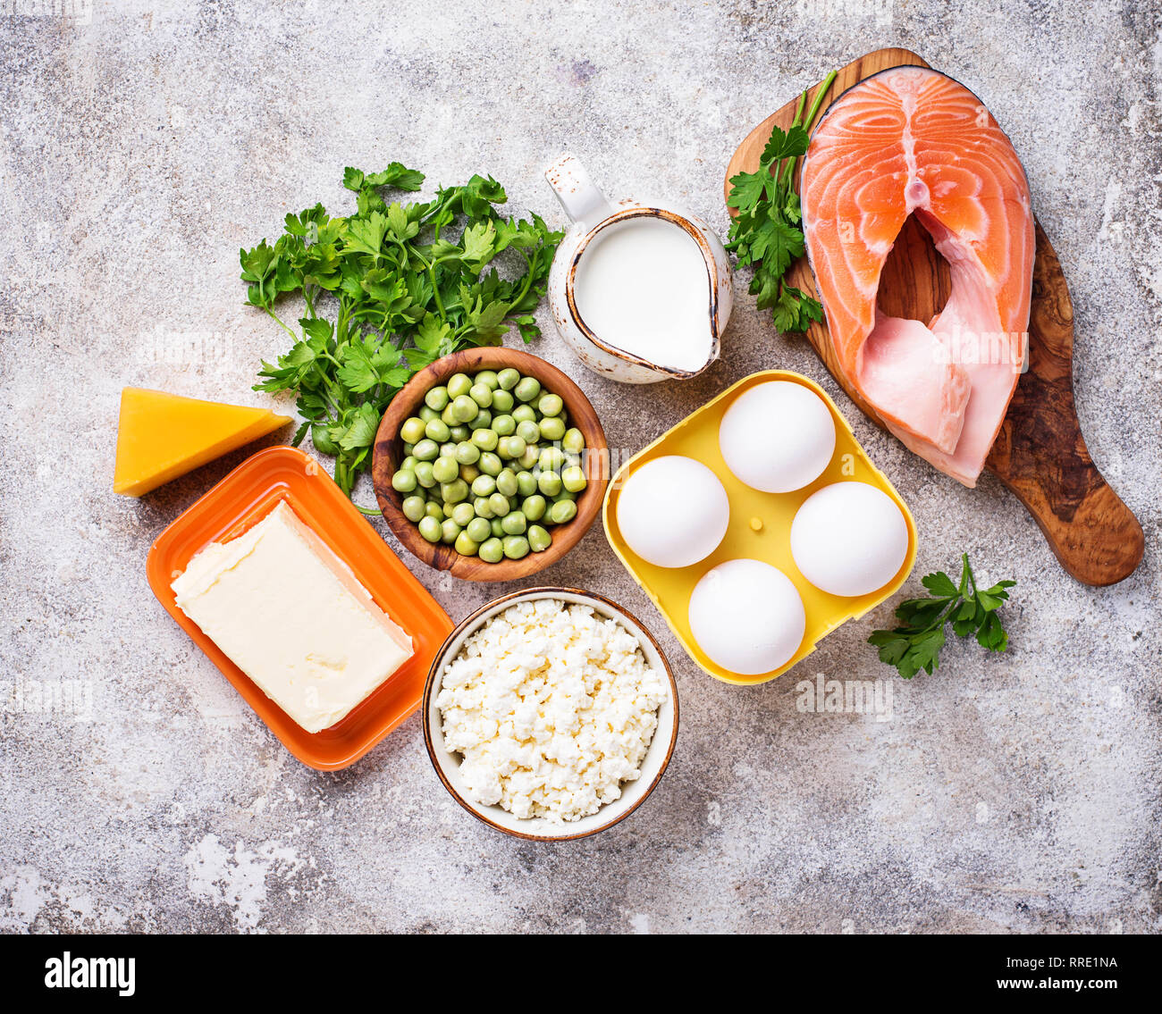 Healthy foods containing vitamin D Stock Photo Alamy