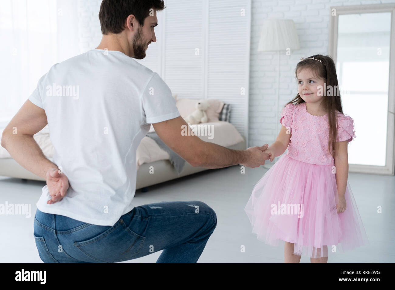 I Love You Dad Handsome Young Man Is Dancing At Home With His