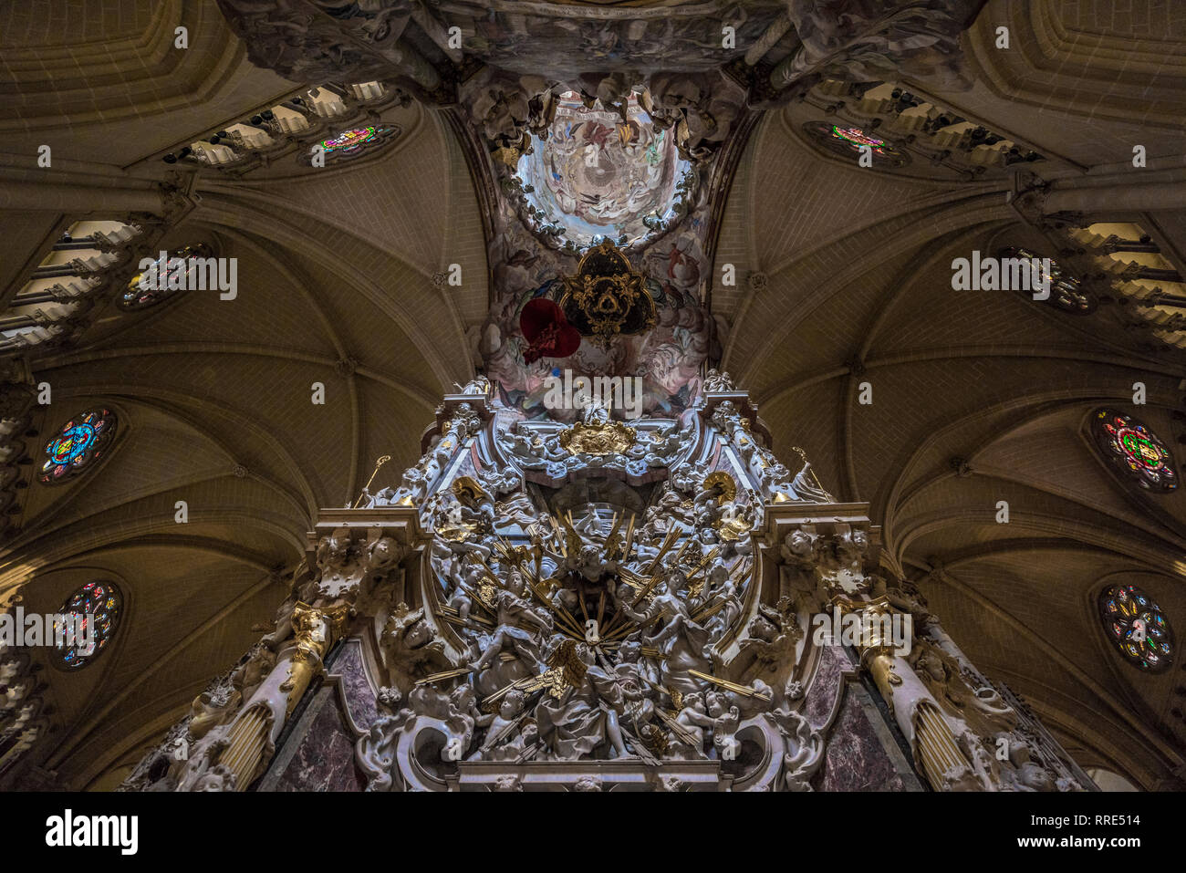 Toledo, Castille la Mancha, Spain - April 04, 2017: Altar del Transparente, Baroque altarpiece in the ambulatory of the Cathedral of Toledo Stock Photo