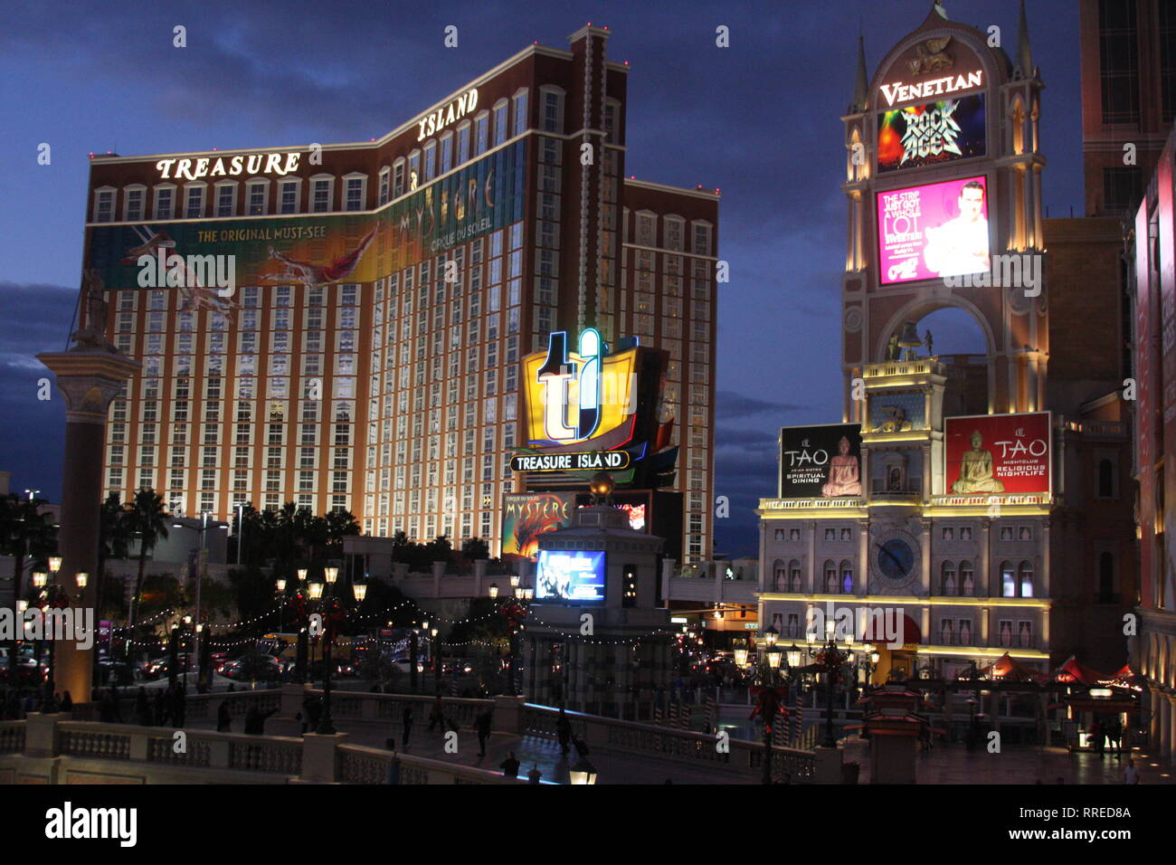 Las Vegas' casinos at night. NV, USA. Stock Photo