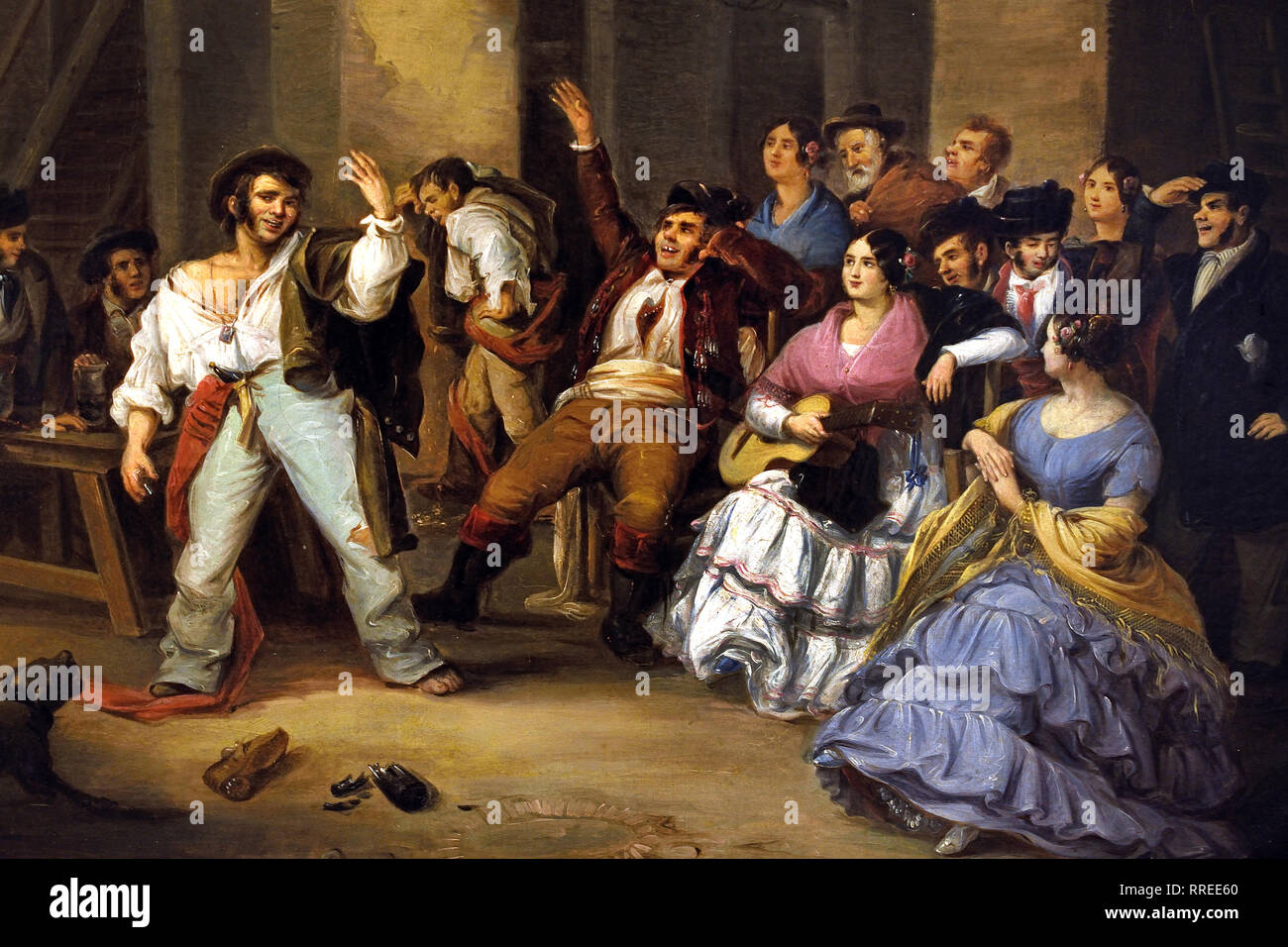 A Drunkard at an Inn 1850 Manuel Cabral Aguado Bejarano, Spain, Spanish. Stock Photo