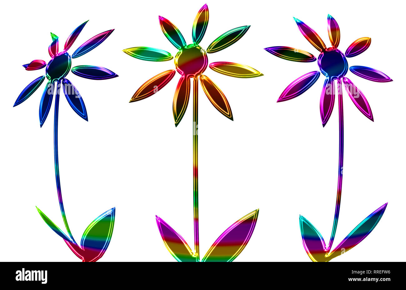 Abstract of colorful flowers isolated on a white background Stock Photo ...