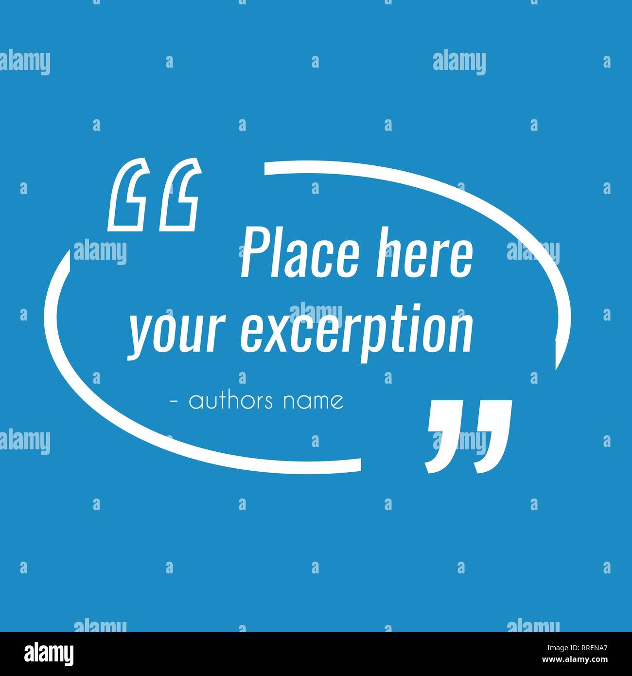 Vector empty blue quote text box. Design element for excerption Stock Vector