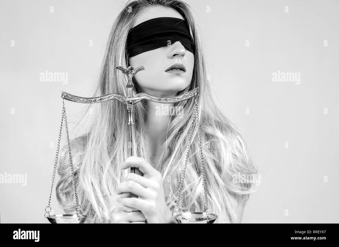Lady justice blindfold Black and White Stock Photos & Images Alamy