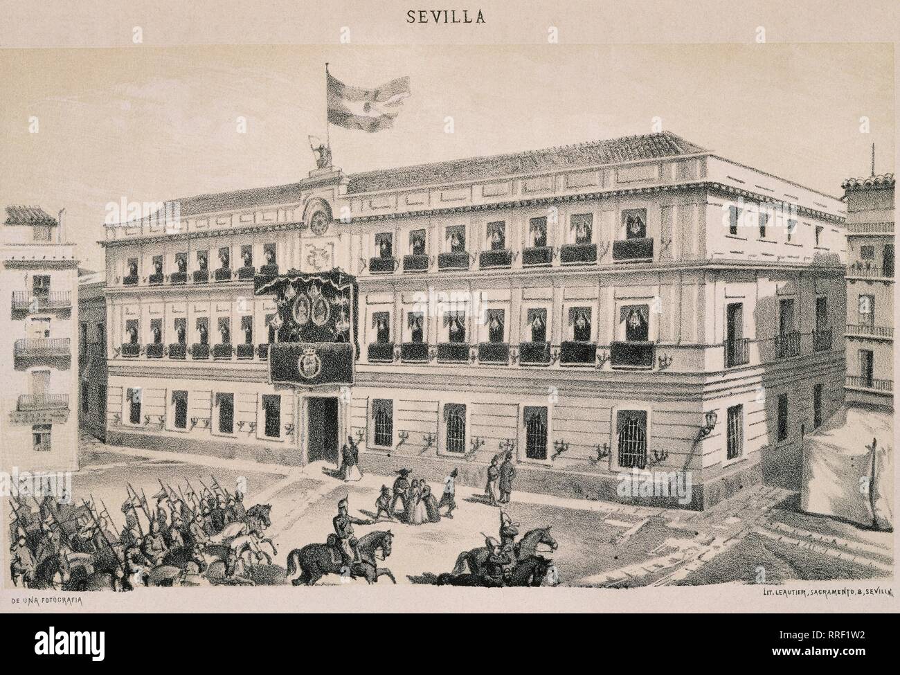 LITOGRAFIA - AUDIENCIA TERRITORIAL - 1862 (SEVILLA). Author: ANONYMOUS. Location: PALACIO REAL-BIBLIOTECA. MADRID. SPAIN. Stock Photo