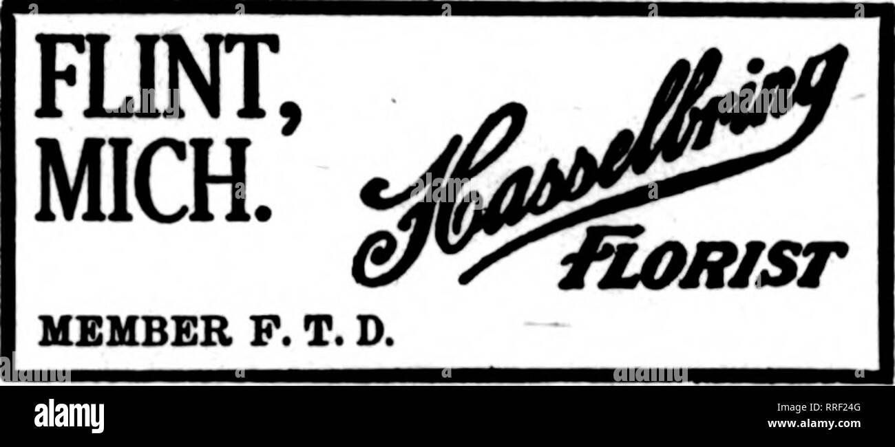 . Florists' review [microform]. Floriculture. MICHIGAN ORDERS WILL BE CAREFULLY CARED FOR BY HENRY SMITH GRAND RAPIDS WHOLESALE AND RETAIL FLORIST. Member F. T. D. 200.000 FEET OF GLASS DEVOTED TO FLOWERS AND PLANTS. GRAND RAPIDS ARTHUR F. CRABB F. T. D. Member. 13 Jefferson Are.. S. Servins all West Michisan Towns. MT. PLEASANT, MICH. gfS.'S Walter W. Caple MIDLAND, MICH. PERCIVAL F. PENFOLD Saginaw, Michigan GROHMAN THE FLORIST McmbOT F. T. D. AaB'n. 117 MOBTH FRANKLIN ST J. B. GOETZ SONS SAGINAW, MICH. OR ANY CITY IN MICHIGAN Ann Arbor, Mich. i'^H'. BluMaize Blossom Shop Flint Mich evans X  Stock Photo