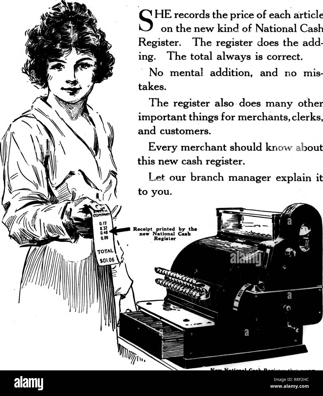 . Florists' review [microform]. Floriculture. r; OCTOBEB 14, 1020 The Florists' Review 19 This clerk makes no mistakes in adding the items of a sale. SHE records the price of each article on the new kind of National Cash Register. The register does the add- ing. The total always is correct. No mental addition, and no mis- takes. The register also does many other important things for merchants, clerks, and customers. Every merchant should know about this new^ cash register. Let our branch manager explain it to you. New National Cash Register that man^ merchants have been looking for L ^make cas Stock Photo