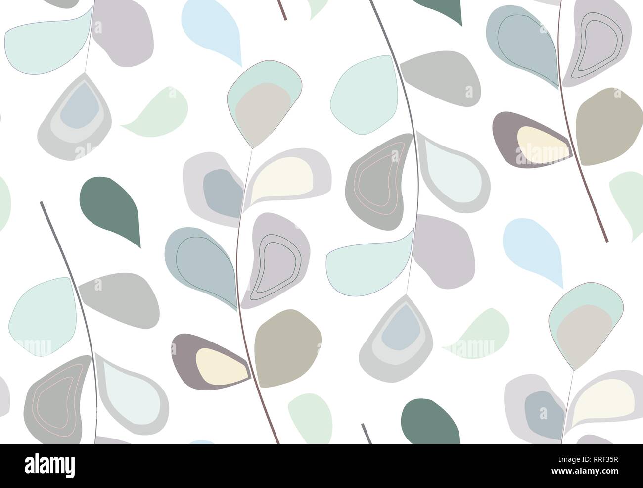 Seamless pattern with pastel flower and leaf Stock Vector