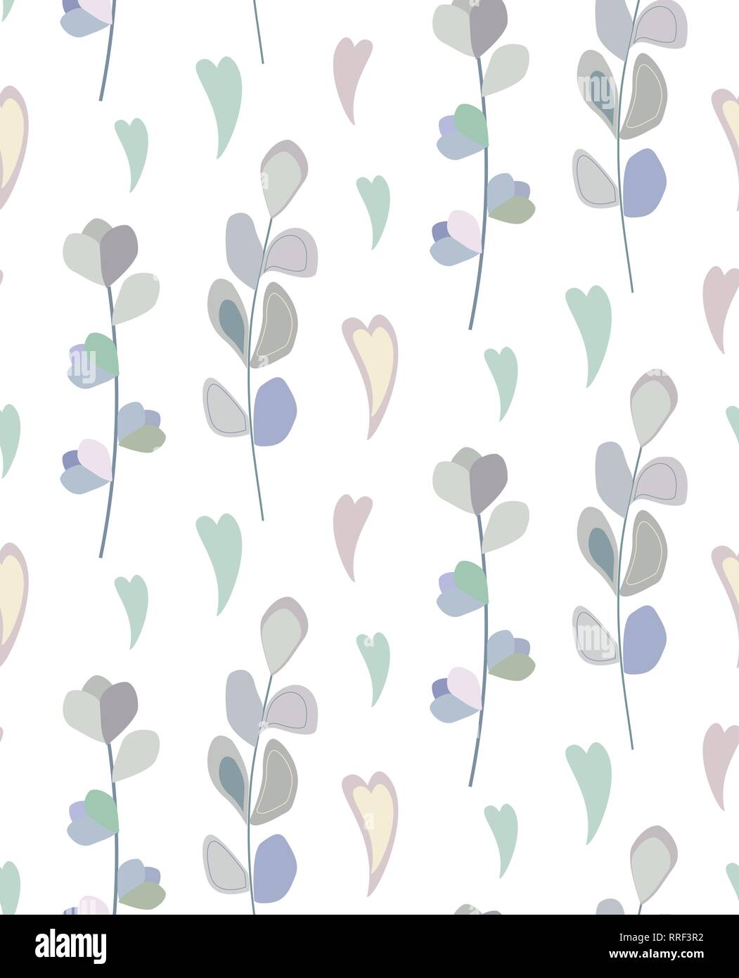 Seamless pattern with pastel flower and leaf Stock Vector